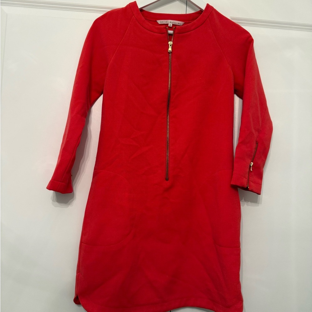 RACHEL Rachel Roy Women’s Red Zip-Front Casual Dress